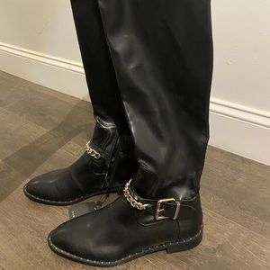 NWT ZARA LEATHER KNEE HIGH BOOTS